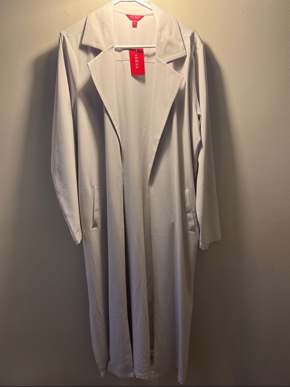 GUESS Long Open-Front Duster Coat - White